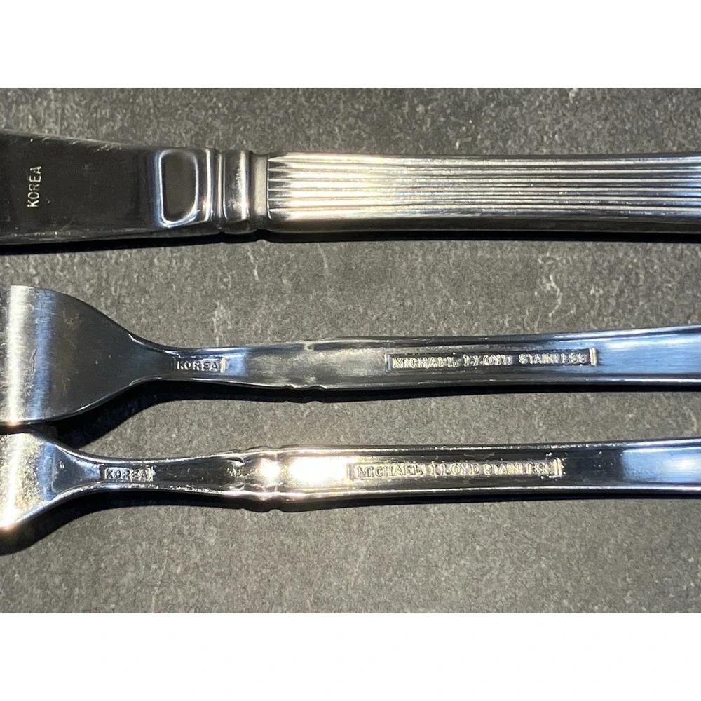 16 Mandolin Stainless Michael Lloyd Stainless Ribbed Cocktail Fork Youth Flatwre